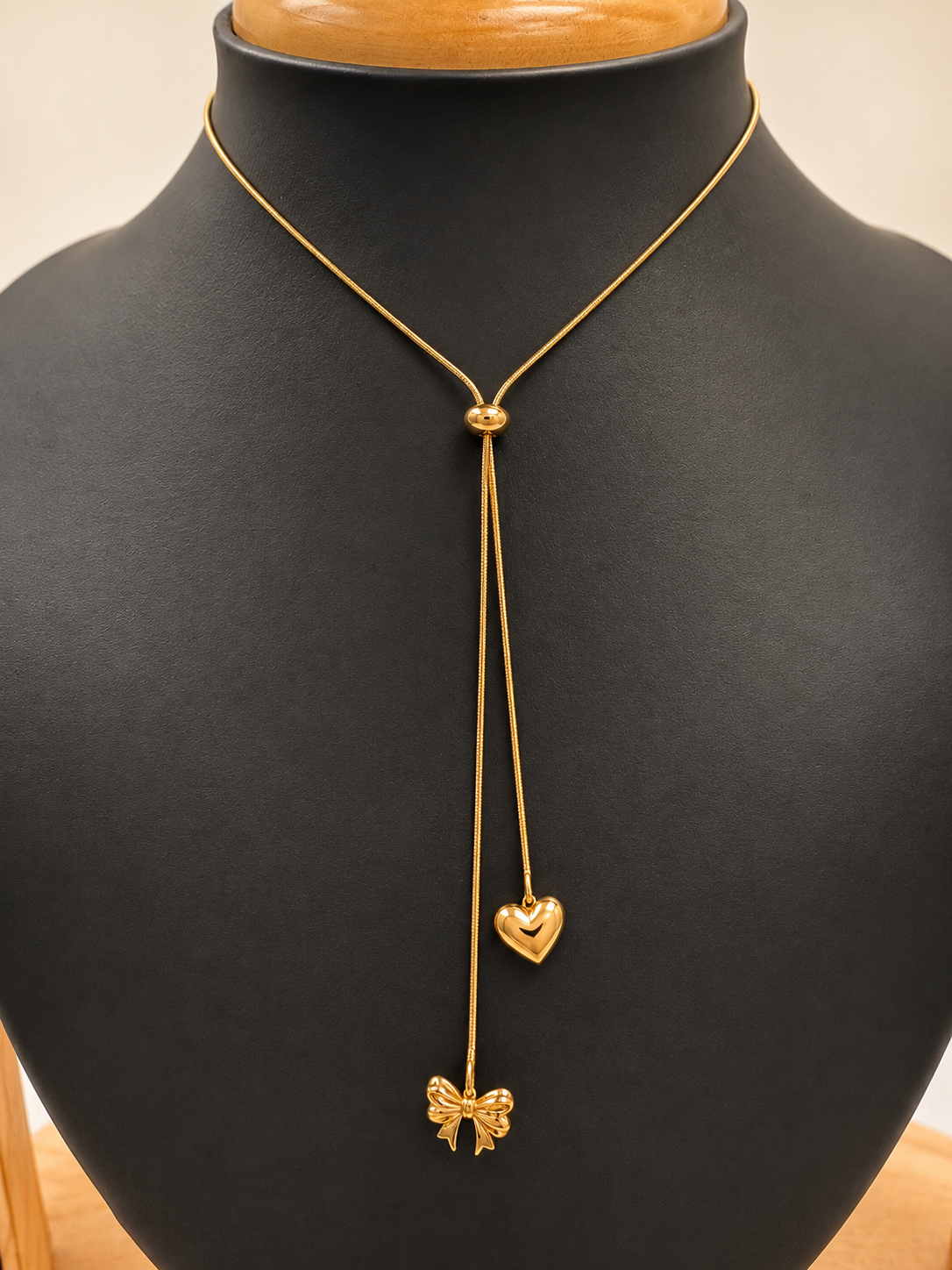 Golden Heart Butterfly Slider Necklace