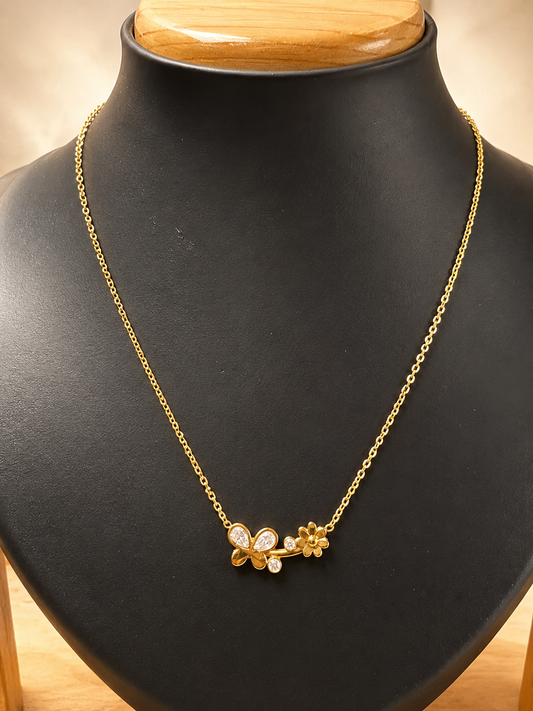 Golden Blue Evil Eye Charm Necklace
