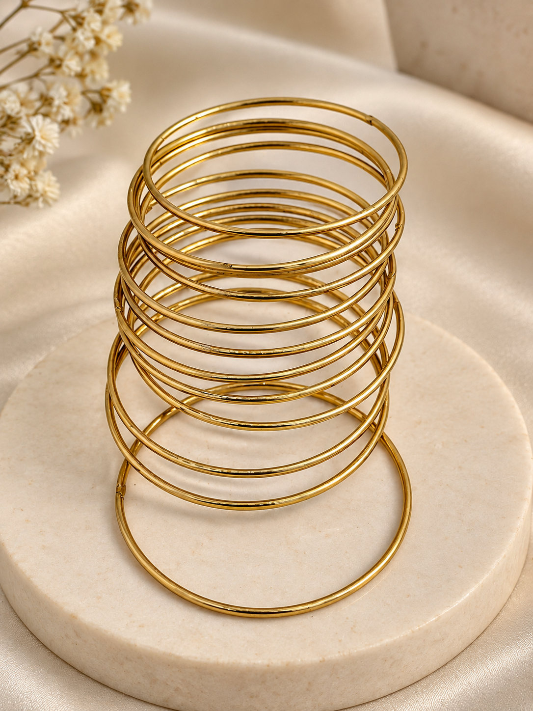 Golden Classic Layered Bangle Set