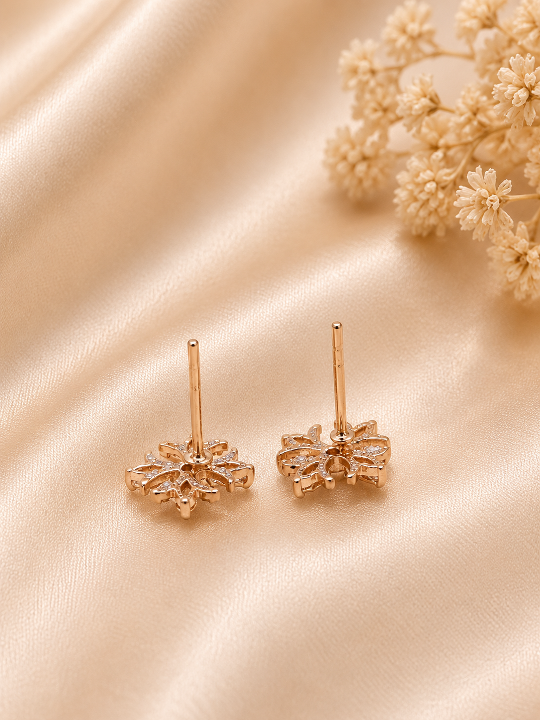 Golden Crystal Bloom Stud Earrings