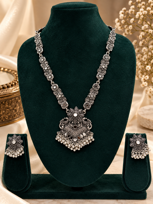 Oxidized Silver Pain Necklace Set