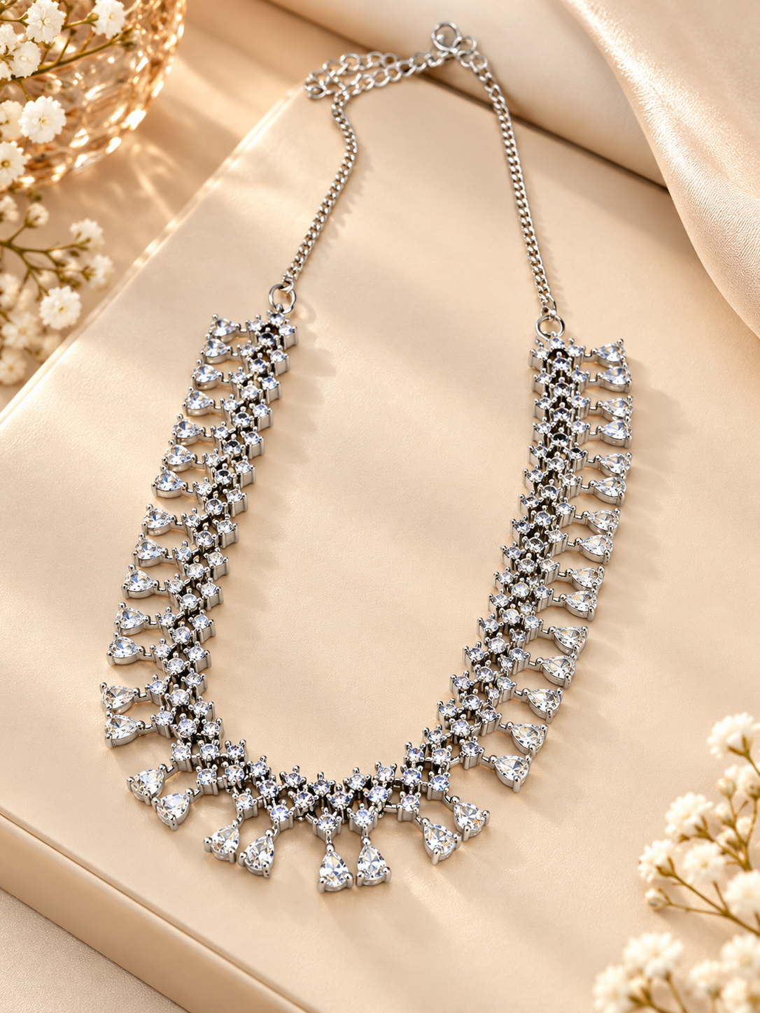 Aurelia Diamond Cascade AD Necklace Set