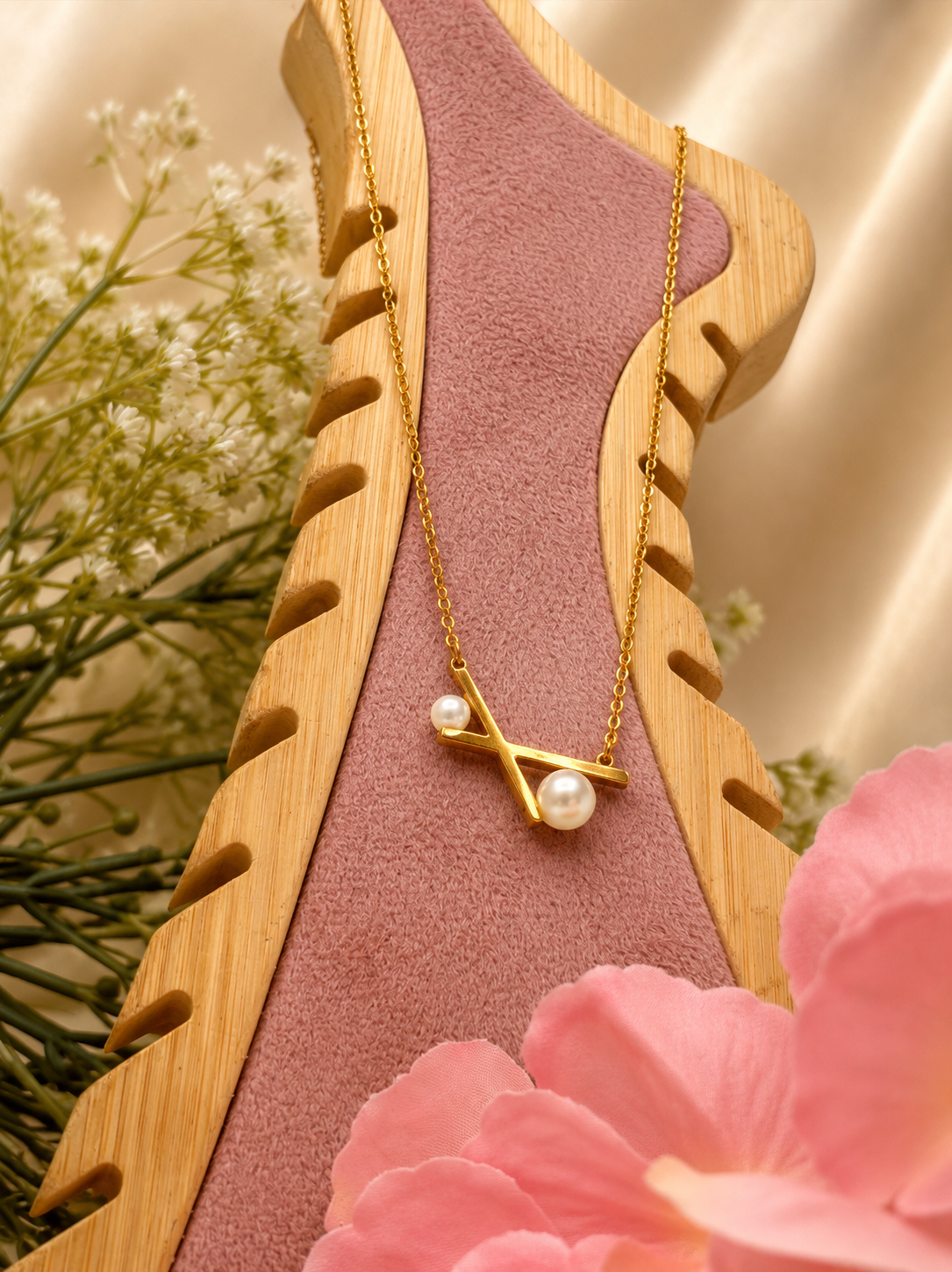 Golden Pearl Branch Necklace