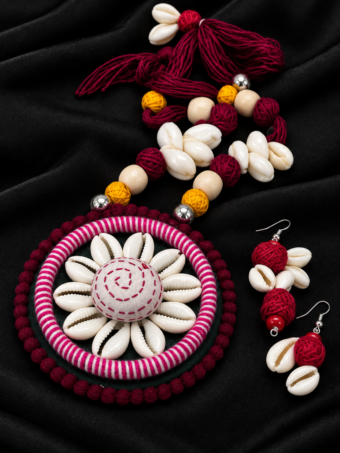 Pink Floral Shell Necklace