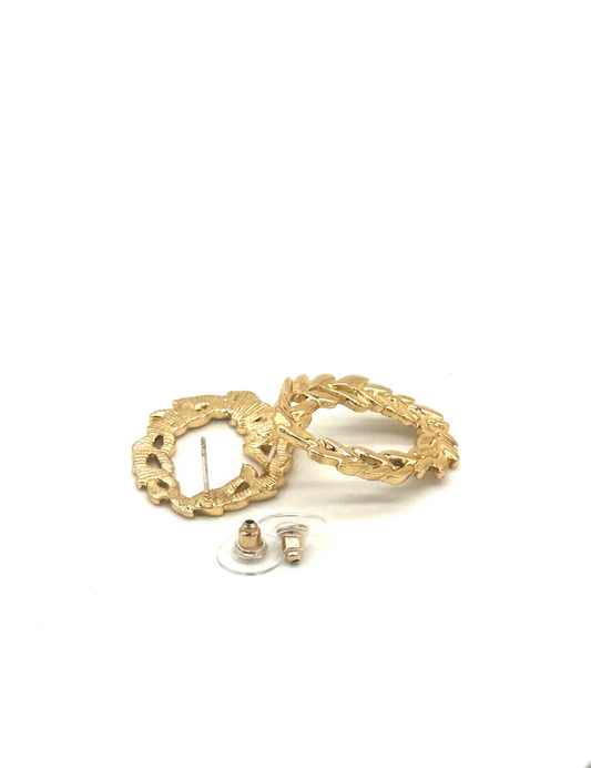 Gold Laurel Stud Earrings