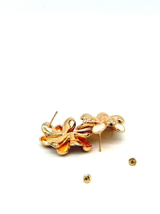 Gold Plated Pearl Floral Stud Earrings