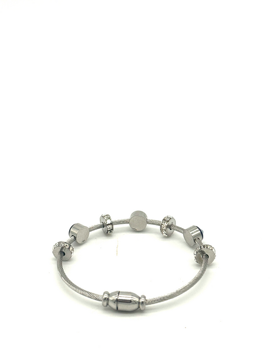 silver Evil Eye Charm Bracelet