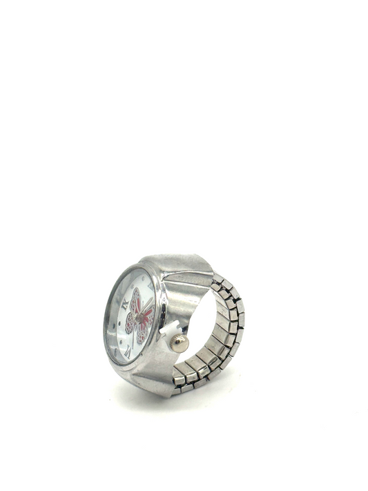 Silver + White Finger Ring