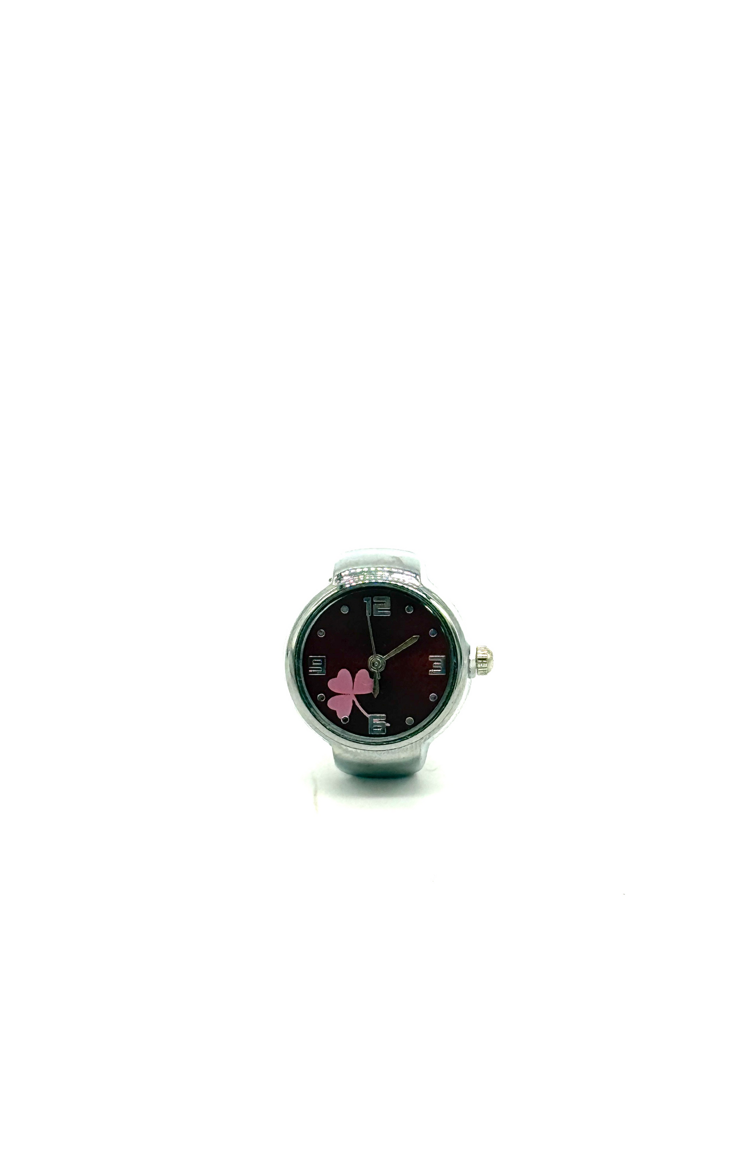 silver + Maroon Finger Watch