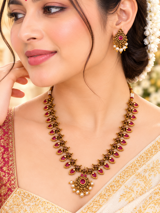 Royal Ruby Antique Necklace Set