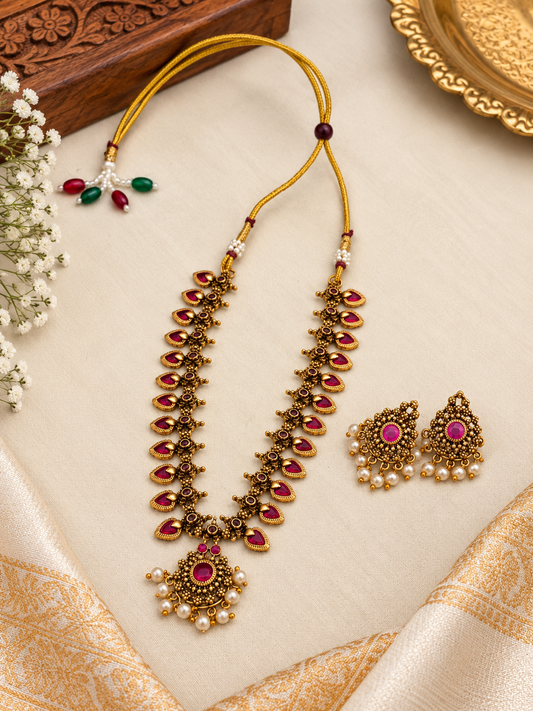 Royal Ruby Antique Necklace Set