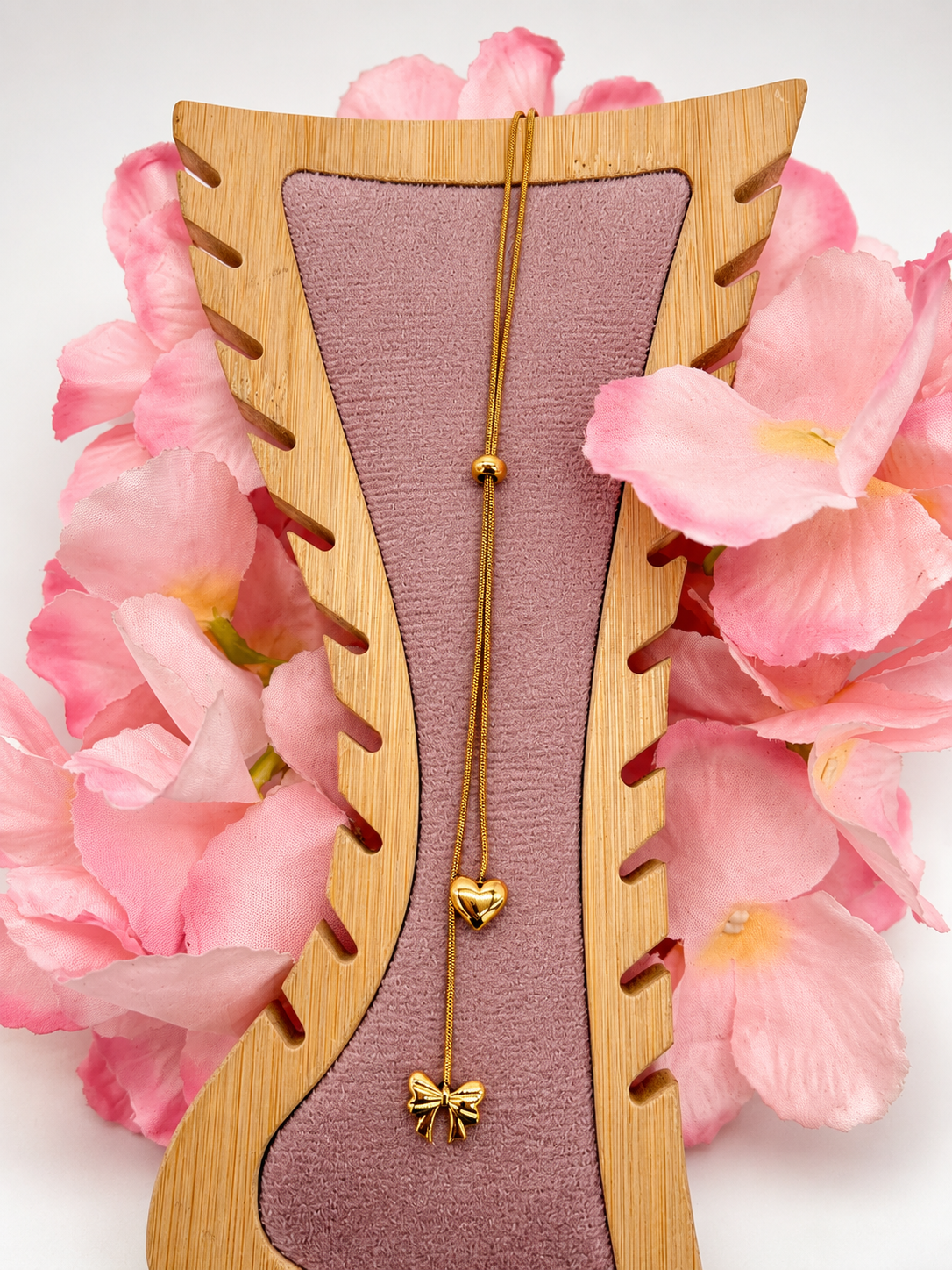 Golden Heart Butterfly Slider Necklace