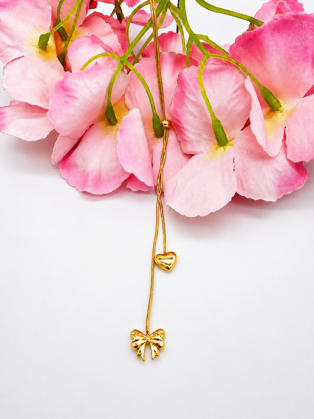 Golden Heart Butterfly Slider Necklace