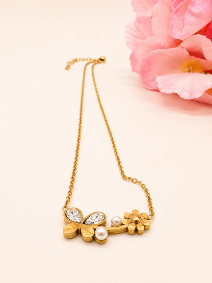 Golden Blue Evil Eye Charm Necklace