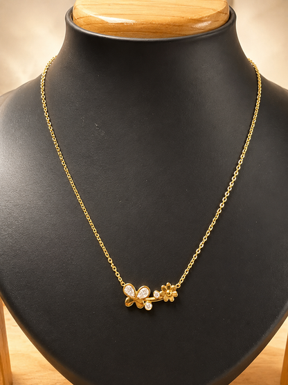 Golden Blue Evil Eye Charm Necklace