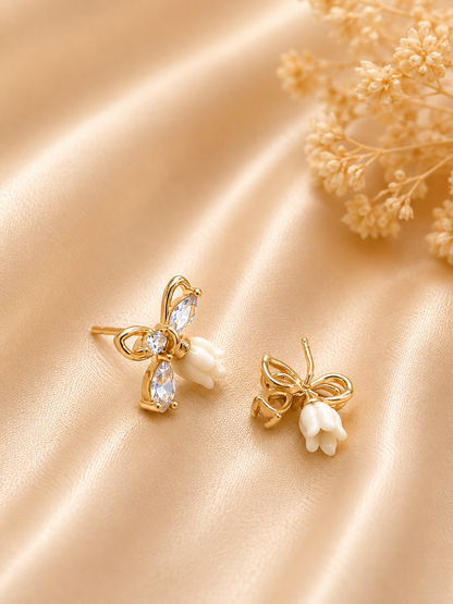Golden Butterfly Stud Earrings