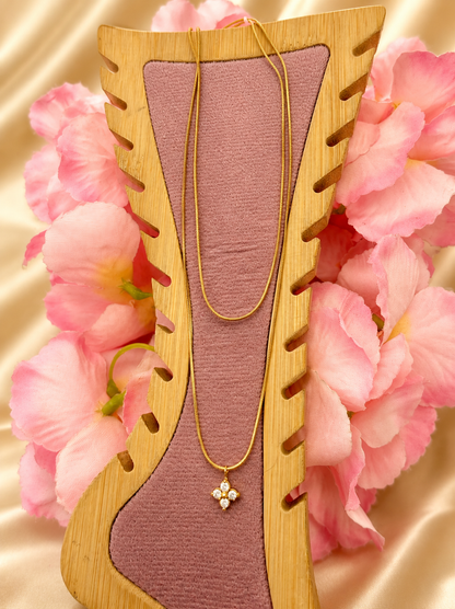 Golden Crystal Clover Pendant Necklace