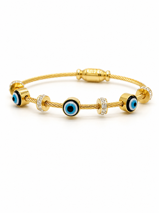 Golden Evil Eye Charm Bracelet