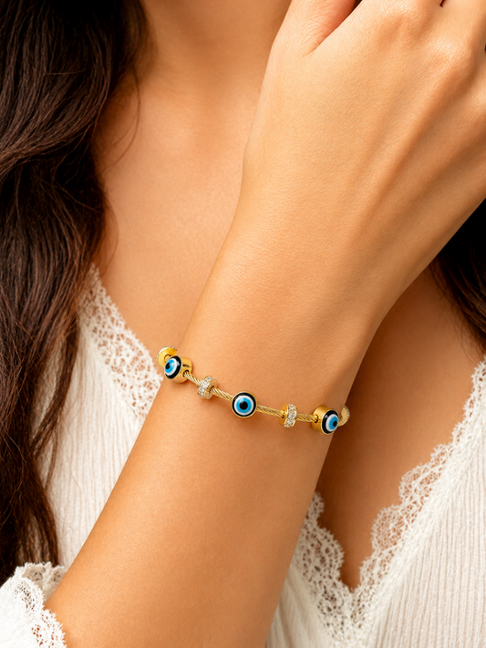 Golden Evil Eye Charm Bracelet