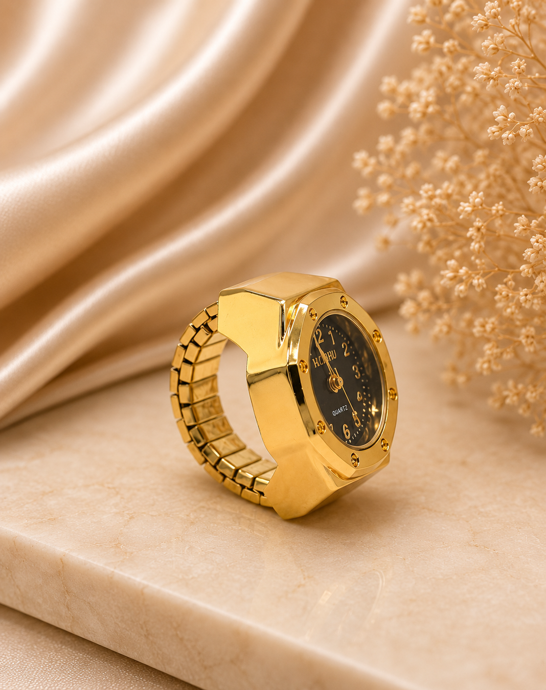 Golden + Black Finger Watch