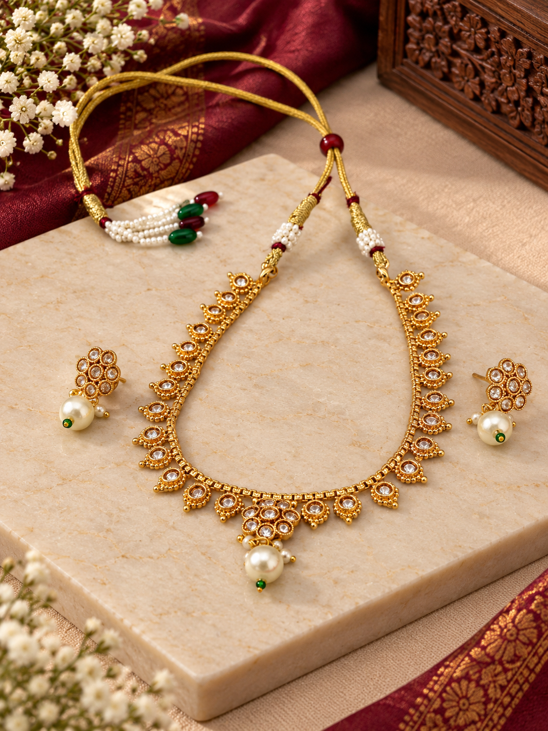 Kundan Pearl Elegance Set