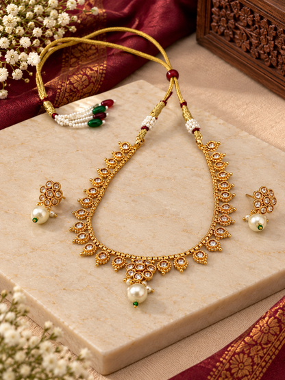Kundan Pearl Elegance Set