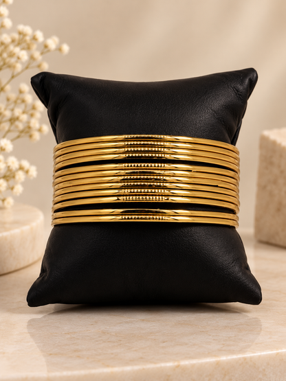 Golden Classic Layered Bangle Set