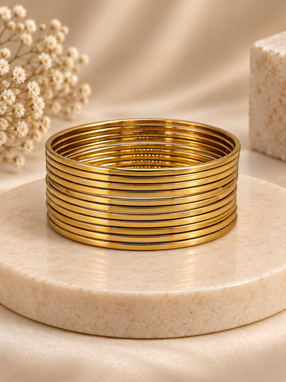 Golden Classic Layered Bangle Set