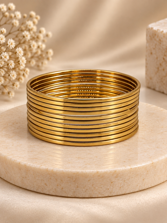 Golden Classic Layered Bangle Set