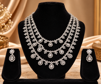 Royal Floral Cascade American Diamond Set