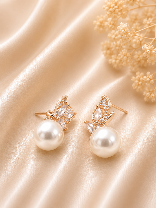 Golden Pearl Blossom Studs