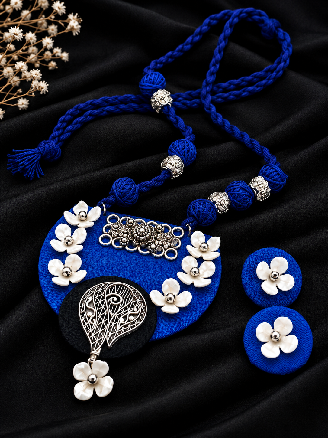Blue Floral Navratri Necklace