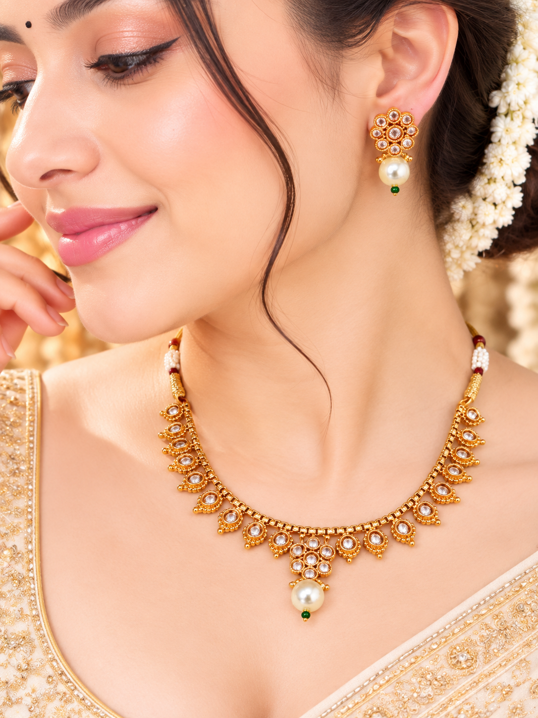Kundan Pearl Elegance Set