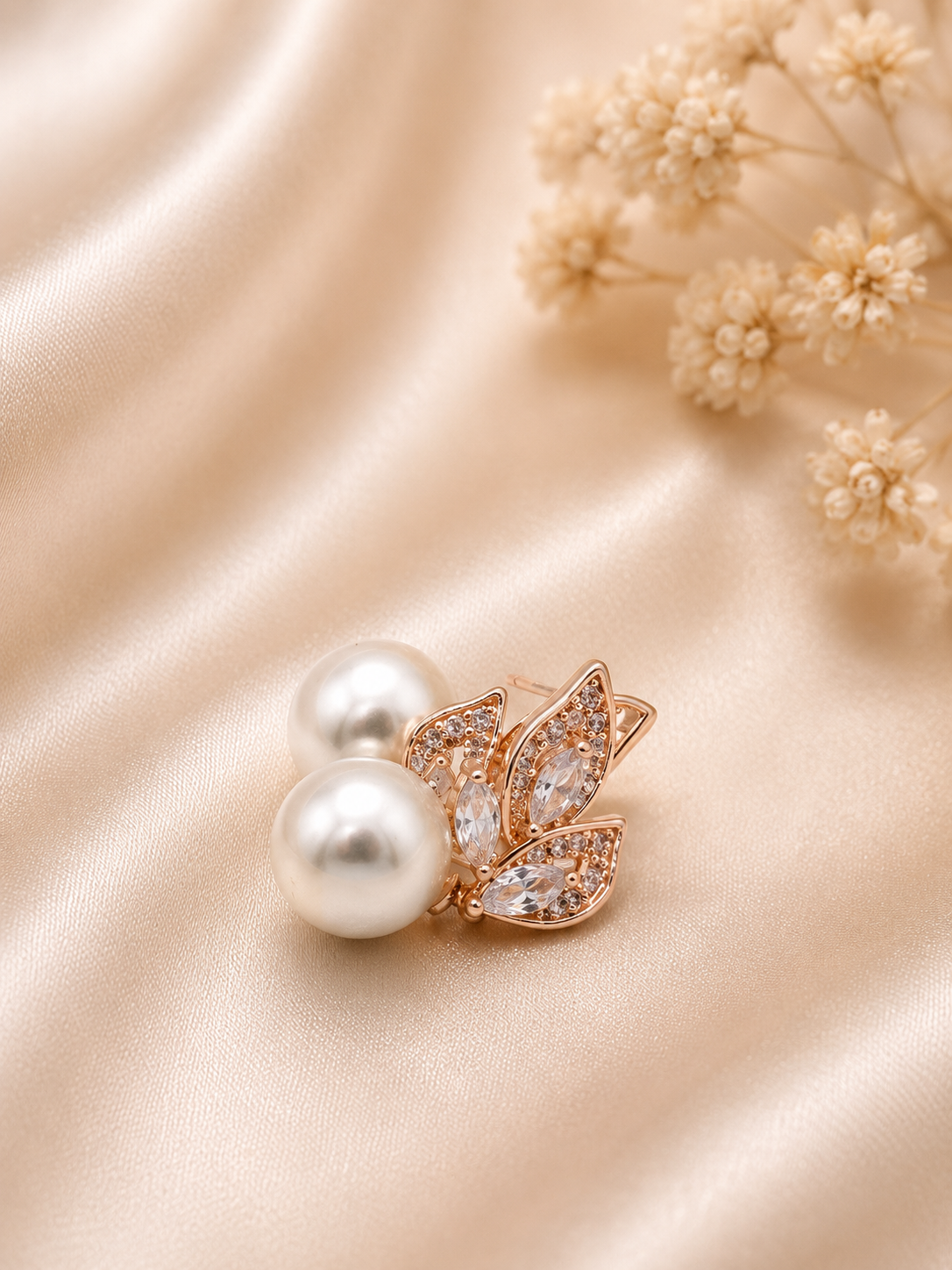 Golden Pearl Blossom Studs