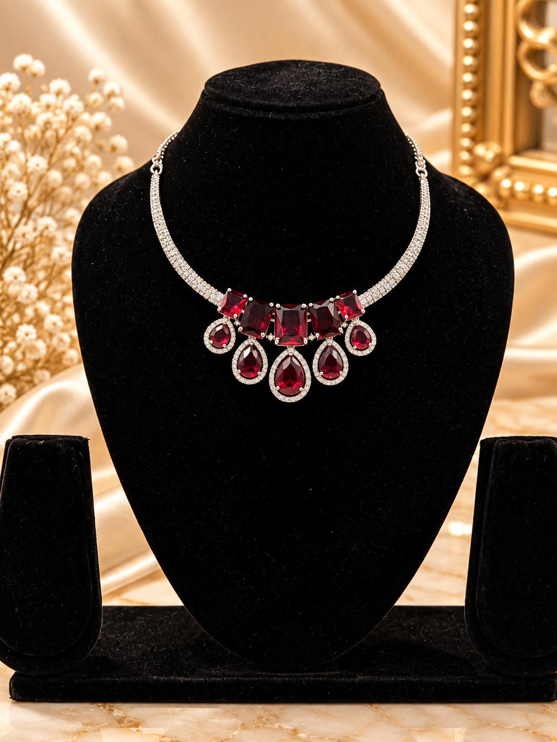 Ruby Red Radiance AD Necklace Set