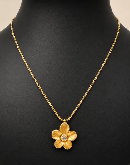 Golden Daisy Crystal Pendant Necklace