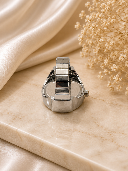 silver + Maroon Finger Watch