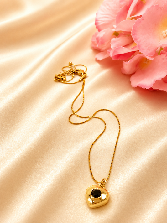 Golden Black Heart Pendant Necklace