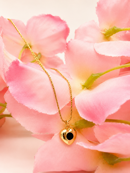 Golden Black Heart Pendant Necklace