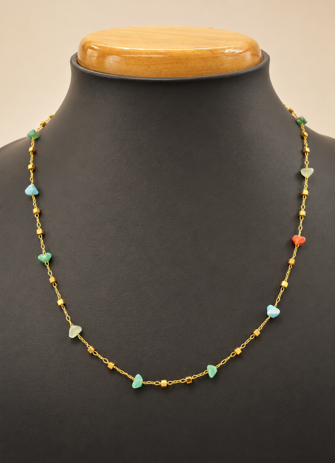 Golden Pastel Heart Beaded Necklace