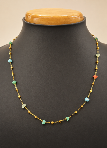 Golden Pastel Heart Beaded Necklace