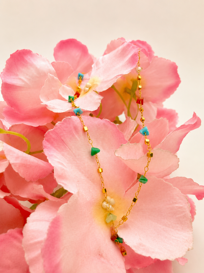 Golden Pastel Heart Beaded Necklace