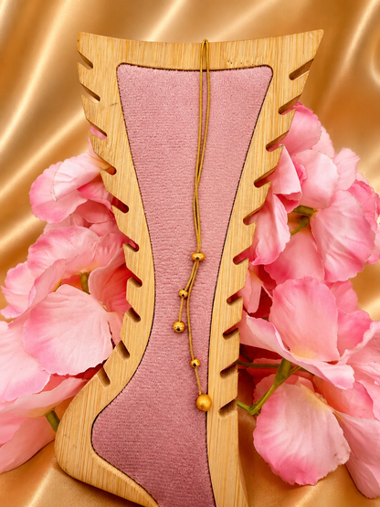 Golden Bead Drop Lariat Necklace