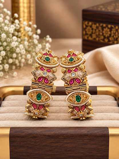 Royal Ruby Emerald Kundan Bracelet