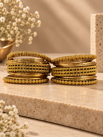 Golden Mesh Luxe Bangle Set