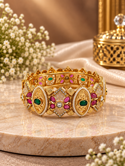 Royal Ruby Emerald Kundan Bracelet