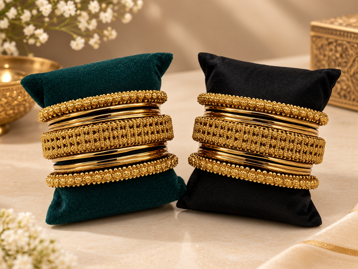 Golden Mesh Luxe Bangle Set