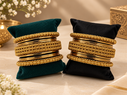 Golden Mesh Luxe Bangle Set