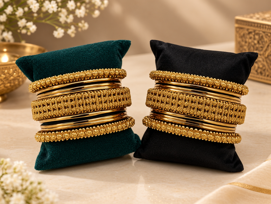 Golden Mesh Luxe Bangle Set