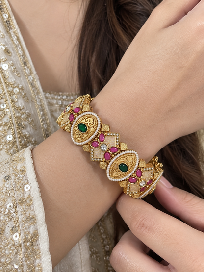 Royal Ruby Emerald Kundan Bracelet